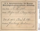 Etiketten zu Stephanit (NHMW-MIN-Ak796)